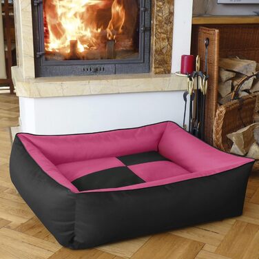 Hundebett 2в1 BedDog MAX Quattro, велике лежанка для собак з Cordura, миється, з бортиком, для дому та вулиці, XL, Rock-Flow, сіро-антрацит (CANDY (рожевий/чорний), L 100 x B 85 x H 23 см)