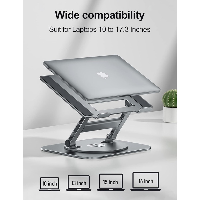 MCHOSE Adjustable Laptop Stand - Ergonomic Aluminum Laptop Riser for Desk - 360° Rotation - Compatible with MacBook Air & 10-17