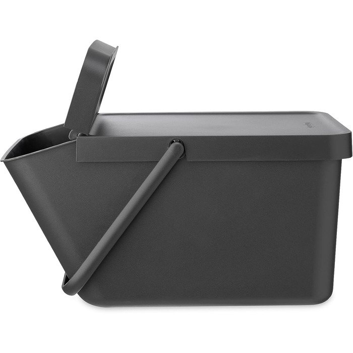 Сміттєвий кошик Brabantia Sort & Go з кришкою, 20 л, сірий — компактний контейнер для сортування відходів та тари