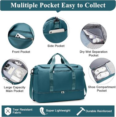 Спортивна сумка для подорожей Easyjet: водонепроникна дорожня сумка-шопер з відділенням для взуття, 45л, A5, бежева