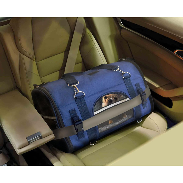 Рюкзак-переноска для тварин 6-в-1, Front/Brust, Сумка на плечі та руці, Автомобільна переноска, 2 позиції для зручності під авіасидіння, М'яка переноска. Розмір S: для тварин 26-41 см (довжина) та 29 см (висота).