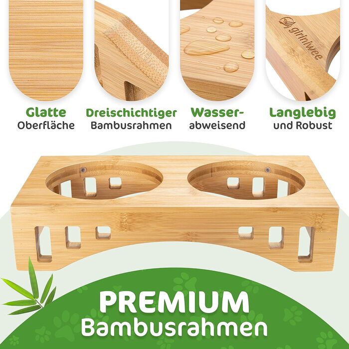 Миска для котів та тварин з бамбукового каркасу, подвійна керамічна миска 400 мл, для кошенят, собак, тварин