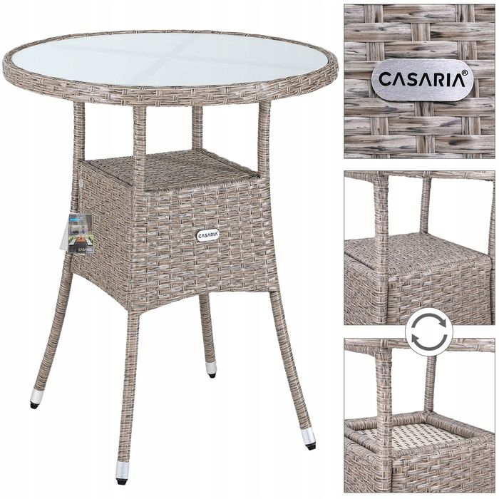 Круглий стіл Casaria з техноротанга, 60 x 60 x 74 см