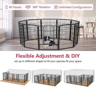 Металевий вольєр для собак на вулицю, 81.3 см, вольєр для цуценят, загін для собак великих, середніх та малих порід, портативний, з воротами, 40 панелей (69.8 x 81.3 см)