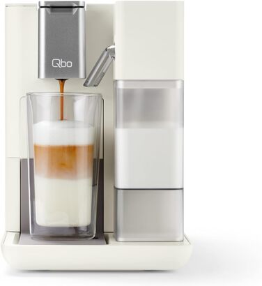 Tchibo Qbo MILK MASTER Premium Capsule Machine for Cappuccino, Espresso, Caffè Crema, Caffè Grande, one-touch milk froth with removable 300ml milk tank, with automatic shut-off, White Cashmere