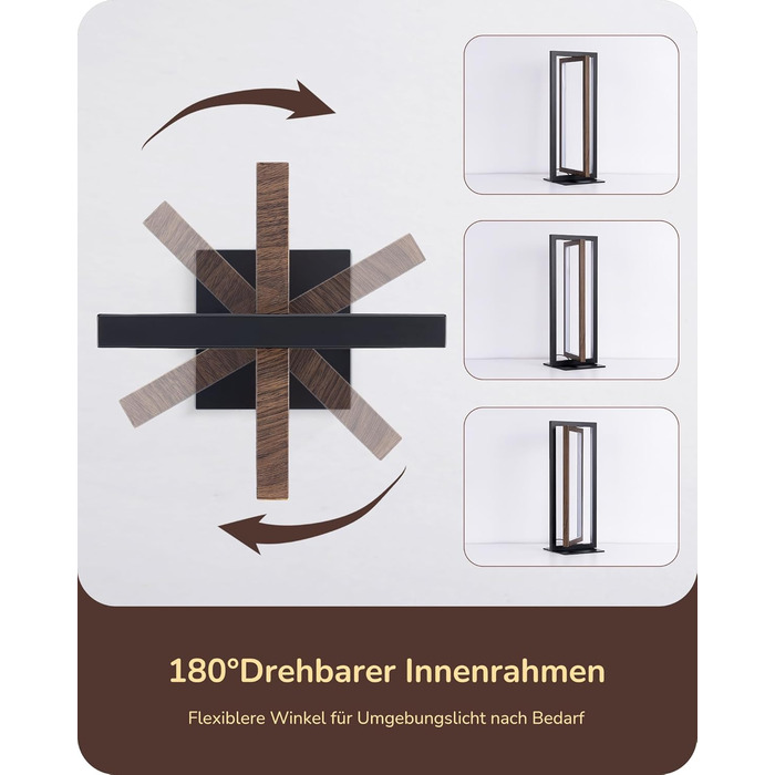 LED настільна лампа EDISHINE з дерева, торкання, регулювання яскравості та функція пам'яті, 3 колірні температури, 350 люмен, сучасна лампа для вітальні, офісу, подарунок (горіх, сучасний стиль)