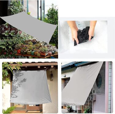 CHBIN Shade Sail for Gazebo Sunset Deluxe 1.5x2M 99% Shade Fabric With Grommets Waterproof SunSail Shade Sail Sun Protection incl. Fixing Ropes For Garden Terrace Balcony, Light Grey, 22073