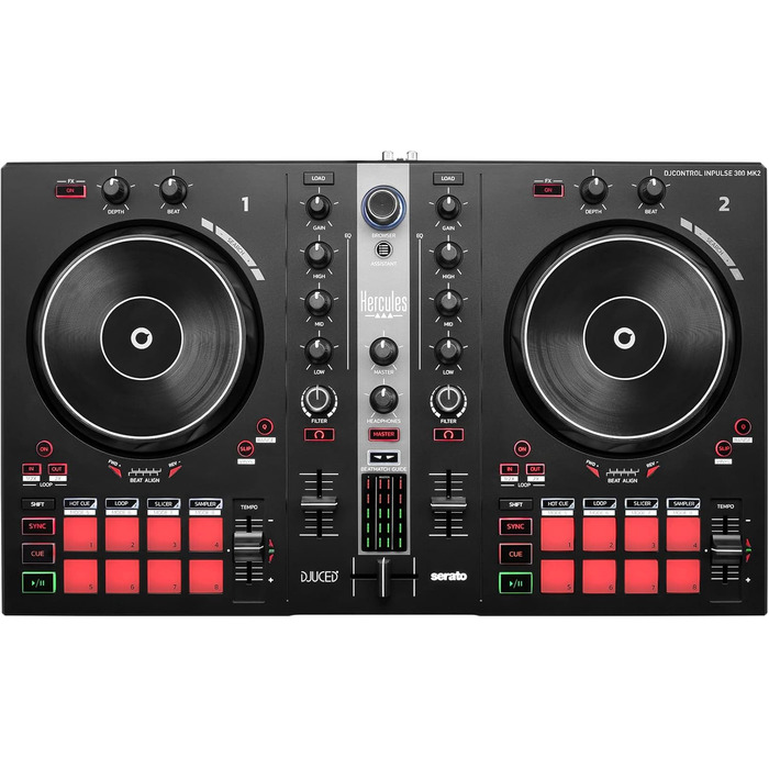 DJ контролер Hercules DJControl Inpulse 300 MK2 – 2 деки, 16 педів, вбудована звукова карта