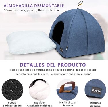 Квіткове ліжко для котів, м'яке, тепле, плюшеве, знімним подушкою (Блакитний M)