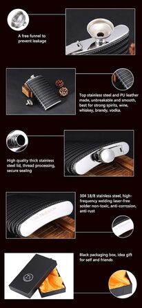 Фляга з імітацією крокодилячої шкіри, нержавіюча сталь, 510 мл, для віскі та лікеру, обгорнута PU-шкірою, TANEAXON