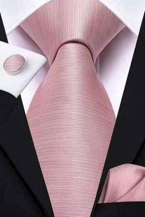 Комплект краватки Hi-Tie з шовку з нагрудною хусткою та запонками, рожевий, для весілля та ділових заходів