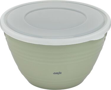 Emsa K32527 Prep&Bake Plastic Mixing Bowl 2.75 L | with a preserving lid for refrigerator storage | non-slip base | perfect stability when mixing | dishwasher safe | Green