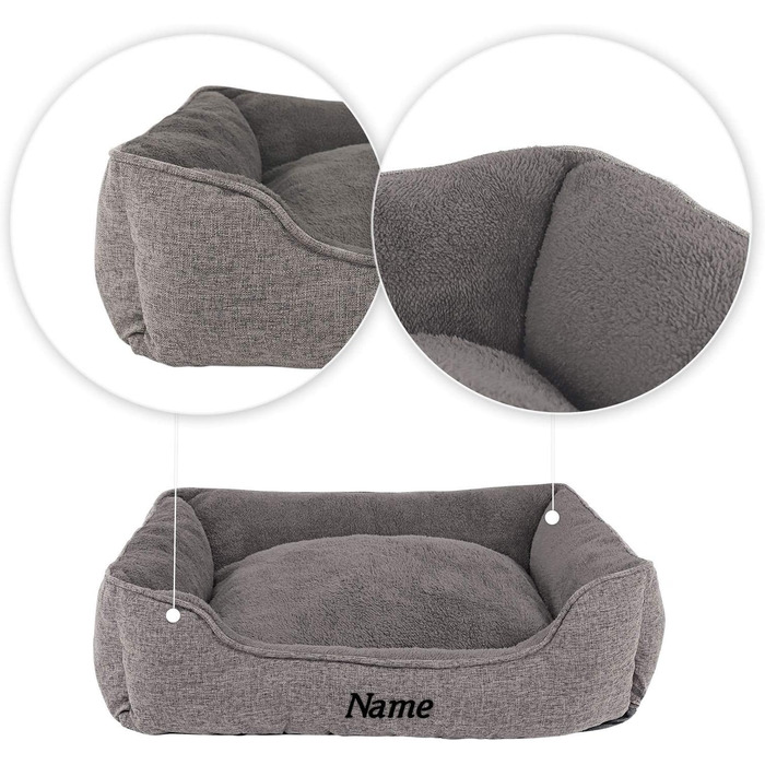 М'яке ліжко для собак Lionto знімний чохол, 75x60 см, сіре, для собак та котів