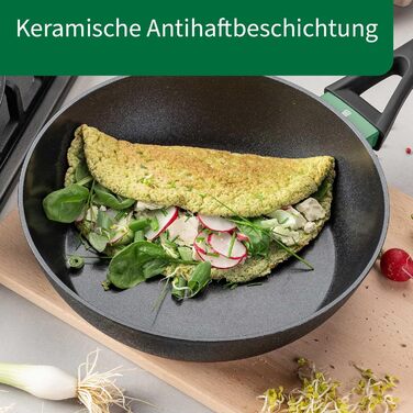 Grill-сковорода FACKELMANN Chefkoch Hamburg керамічна 28 см з антипригарним покриттям, з переробленого алюмінію, для всіх типів плит та духовки