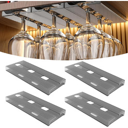 Тримачі для келихів вина SAMSYOKI (4 шт.) - підвісні, самоклеючі, для кухні, бару, ресторану (сірий)