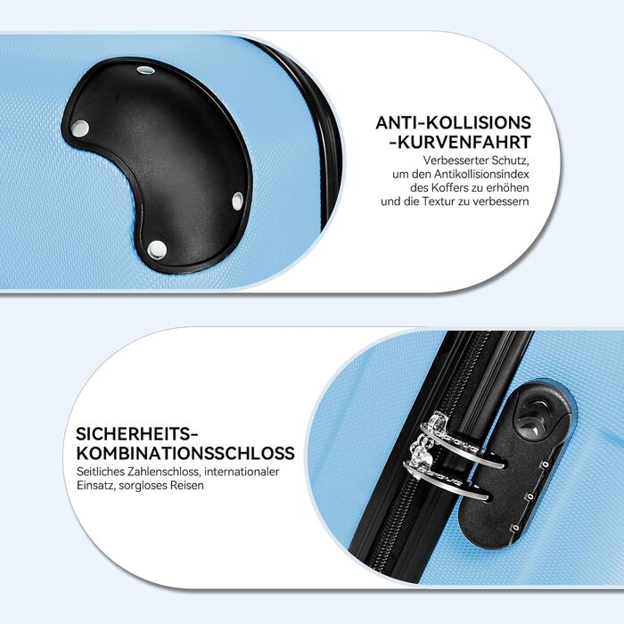 Чохол-валіза BEIBYE з кодовим замком та 4 колесами (Чорний, Гляційно-блакитний, Великий-76см)