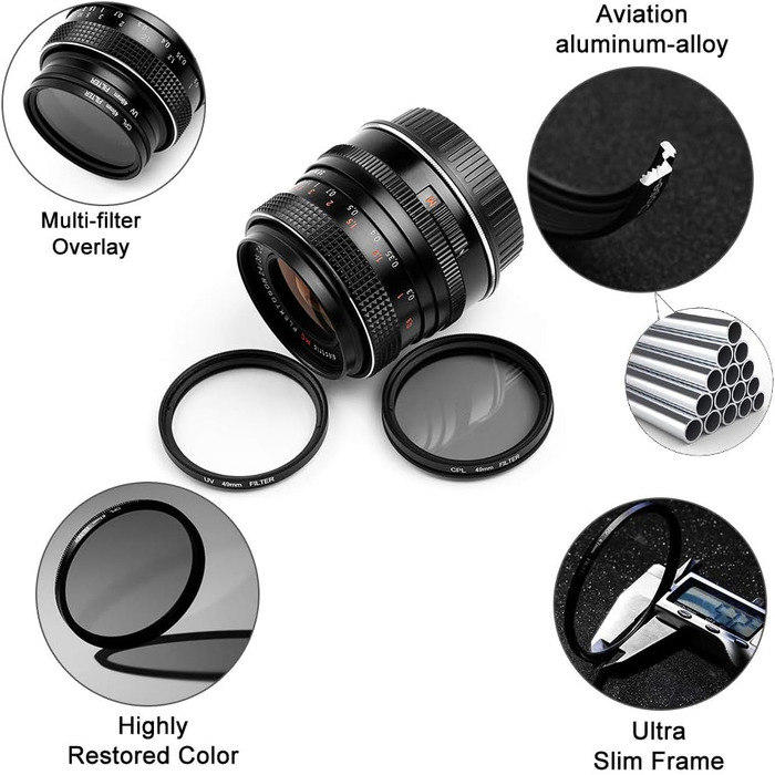Набір фільтрів Fotover 49mm: UV та CPL для камер Canon, Nikon, Sony, Pentax, Olympus, Fuji