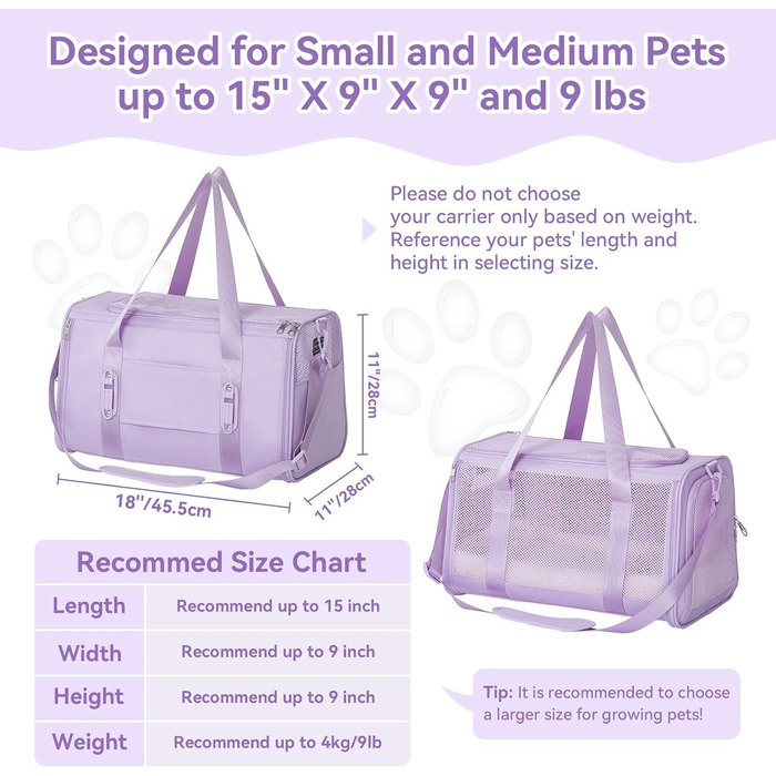 Транспортна сумка для кота Petsfit, дозволена авіаперевозками, розширювана, зелена, розмір S (45 x 28 x 28 см)