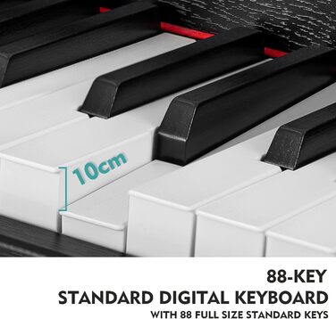Електронне піаніно MUSTAR 88 клавіш з табуретом, цифрове піаніно, чорне, USB/MIDI, для початківців