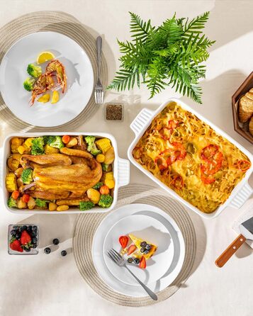Керамічна форма для запікання MALACASA Bake.Bake 39,6 см, 4,2 л, біла, для лазаньї, тірамісу, запіканок, прямокутна, на 4-6 осіб