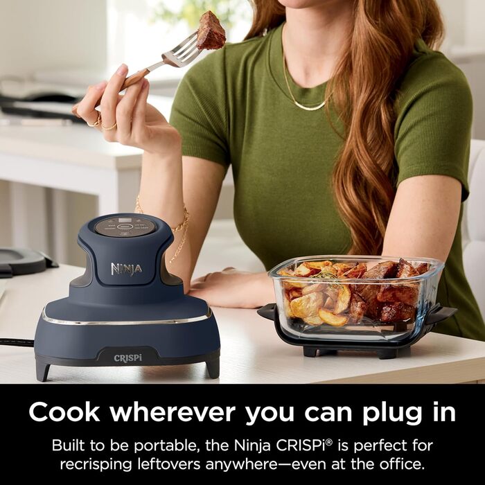 Ninja Crispi – портативна кухонна система з Crispi PowerPod, 6 чашок та 4 скляних чашок TempWare, термостійкі, кришка для зберігання, придатні для мікрохвильової печі, сірий колір