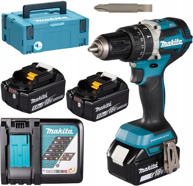 Аккумуляторний ударний шурупокрут Makita DHP484RT3J LXT 18V (3x5Ah, BL, 54Nm, 2 швидкості, кейс)