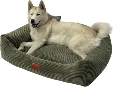 Лежанка для собак Leo4dog: зручна та миюча, розмір M 80x60, оливковий колір