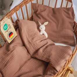 Бетлічна постільна білизна Laleni з бавовняного мусліну 80x80 + наволочка 35x40 см - комплект сертифікований Oeko-TEX, літня, колір мідний