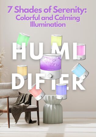 Зволожувач повітря H1-XIT 2 шт. 2L, без витоку, для дитячої кімнати, спальні, вітальні, білий + білий