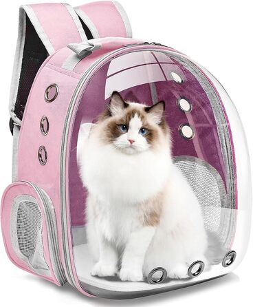 Сумка-переноска для котів, домашніх тварин, рюкзак-переноска, передня кишеня для маленьких, середніх котів, цуценят, собак (Рожева)