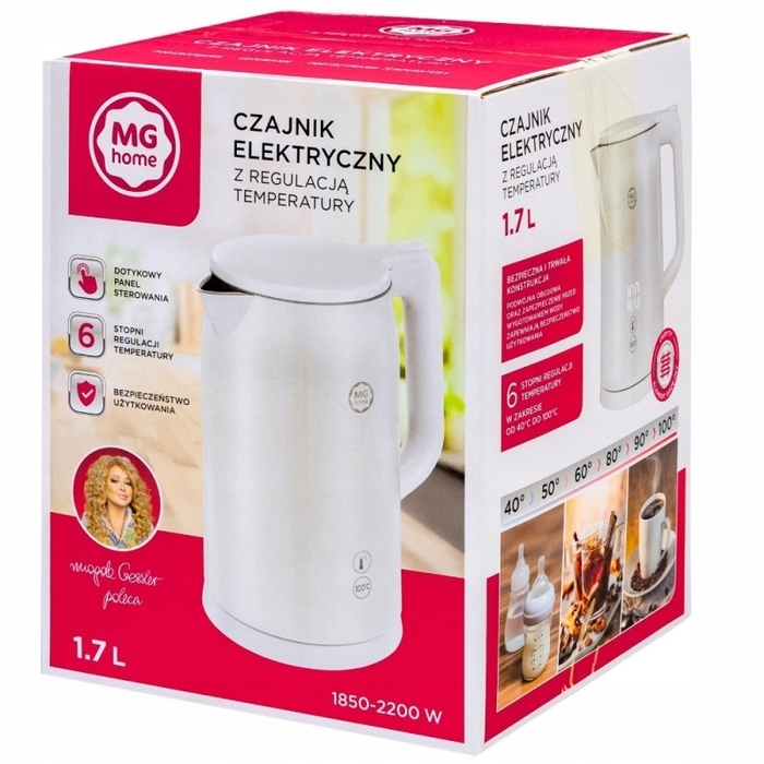 Електричний чайник MG Home DK24005w, 2200 Вт, 1,7 л, білий