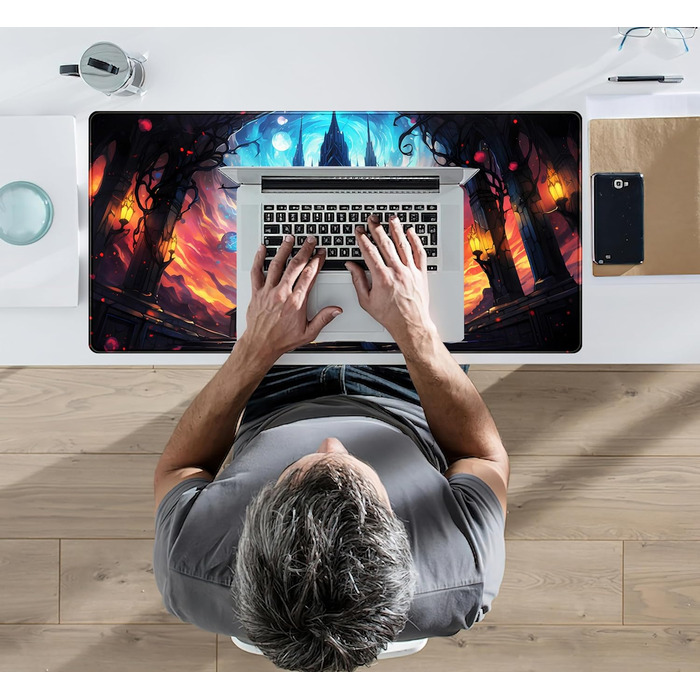 Килимок для миші Moon Mushroom Gaming з принтом Magic Castle Cat, XXL 80x40 см