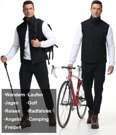 Чоловіча куртка Weste Outdoor з софтшелла, водонепроникна та вітронепроникна, з флісовою підкладкою, для хайкінгу та активного відпочинку (S, Чорний)