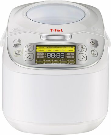 Мультиварка Tefal RK8121 45 в 1: Електрична мультиварка 5л з LCD-дисплеєм, нержавіюча сталь, 45 автоматичних програм, відкладений старт, підтримання тепла + Книга рецептів