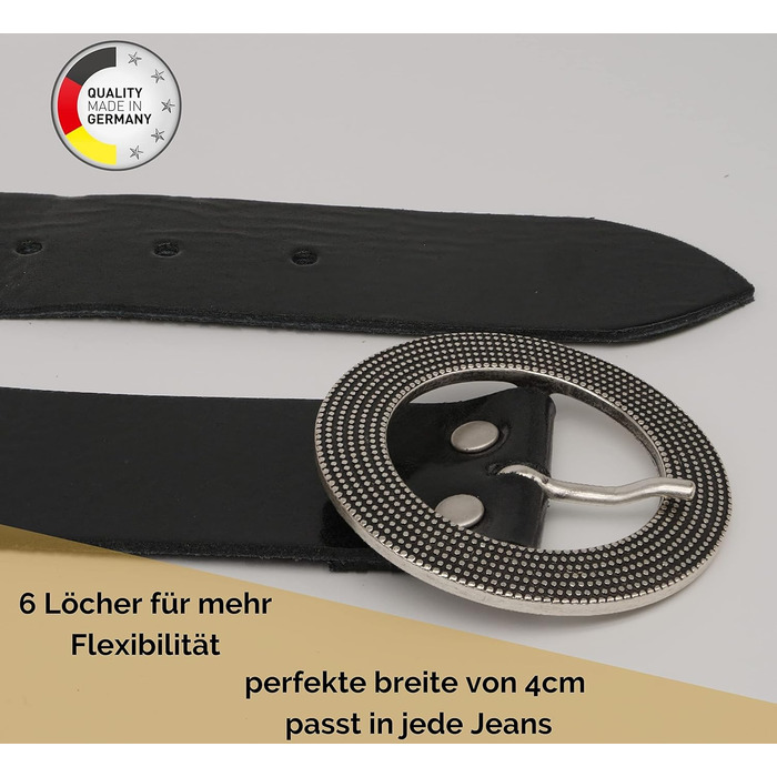 Жіночий шкіряний ремінь AnnaMatoni 4 см, Німеччина - класичний дизайн, натуральна шкіра, нікелестійка пряжка (95 см, чорний)