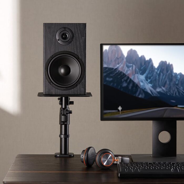 Підставка для динаміків mywall HS30L: 2 шт., чорний колір, настільна, кут нахилу +/-15°, вантажопідйомність до 15 кг