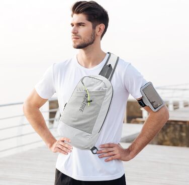 G4Free Сумка через плече/рюкзак, RFID-захист, з передньою кишенею, для походів, для щоденного використання, з нагрудною кишенею, білий, для жінок та чоловіків