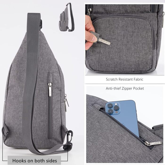 Чоловіча нагрудна сумка Olwas Brusttasche - сіра, для туризму та активного відпочинку