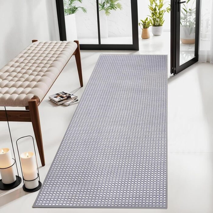 Килимок для ванної кімнати Badteppich Chenille, протиковзкий та вологопоглинаючий, 50x150 см, світло-сірий