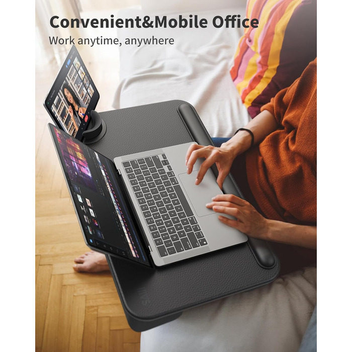 Підставка для ноутбука SAIJI з підставкою для телефону та ящиком, для роботи в ліжку/на дивані, до 17