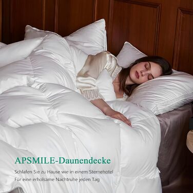 Літня ковдра APSMILE 135x200 з пухом та пером гуски, легка, з єгипетської бавовняної суміші, натуральна, фланелева, для літа