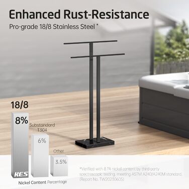 Підставка для рушників подвійна, настільна, з нержавіючої сталі SUS 304, з мамарморовою основою, чорного кольору, 84 см, BTH217-2