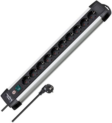 Бренненштуль Premium-Alu Line Розподільний блок 10 розеток з алюмінію (з вимикачем та 3м кабелем, Made in Germany)