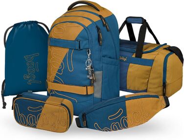 Шкільний рюкзак Baagl Set для хлопчиків та дівчаток-підлітків (5 частин): рюкзак для скейтборду, пенал, спортивна сумка, сумка для занять спортом, поясна сумка. Ергономічний рюкзак, 30 л, Duo.