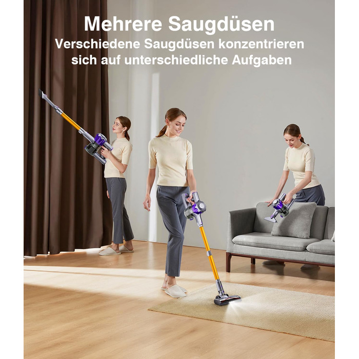 Бездротовий акумуляторний пилосос V8 з дисплеєм, 450 Вт, 40000 Па, до 50 хв роботи, автоматичний режим, антизаплутувальна щітка для килима, твердого покриття та шерсті тварин