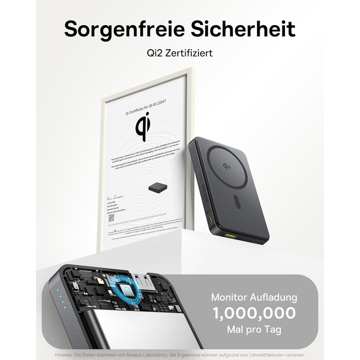 Power Bank Baseus EnerFill MagSafe 10000mAh з PD 22.5W та бездротовою зарядкою 15W (Qi2), чорний