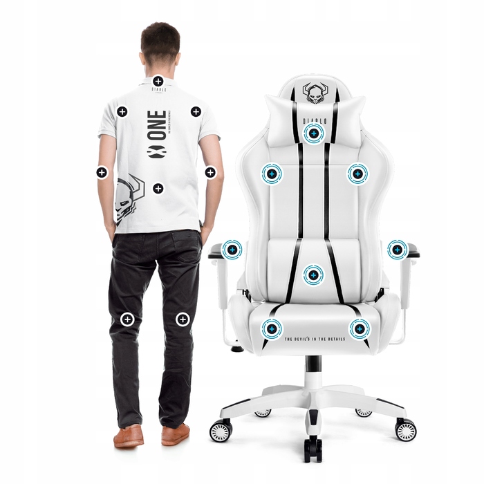 Ігрове крісло Diablo Chairs X-One 2.0, екошкіра, біле