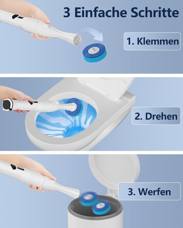 Electric Toilet Brush and Holder, Leebein Electric Toilet Bowl Scrubber Kit with 8 Replaceable Brush Heads, Disposable Toilet Brush with 6 Cleaning Refills, 2 Grout Brushes