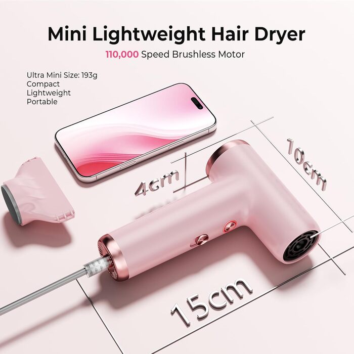 Atopskins Airstyler: Набір для укладки волосся 6 в 1 (фен-щітка, плойка, об'єм, укладка, рожевий)