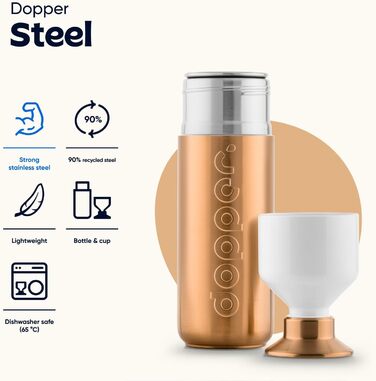 Багаторазова сталева пляшка для води 800 мл бронзова, герметична, BPA-free, 18/8 нержавіюча сталь, для спорту, офісу та подорожей